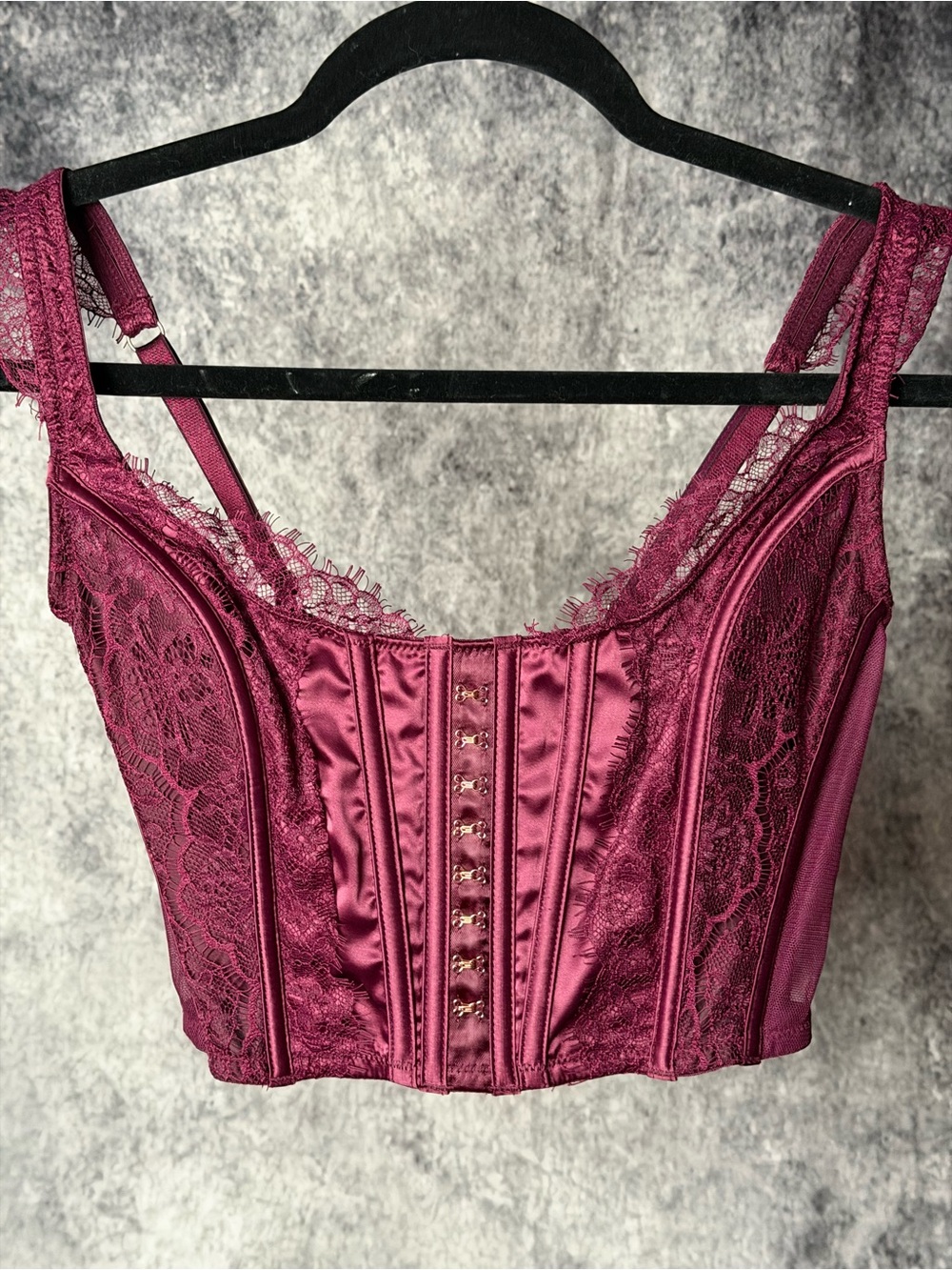 Victoria's Secret Burgundy Lace Trim Bustier